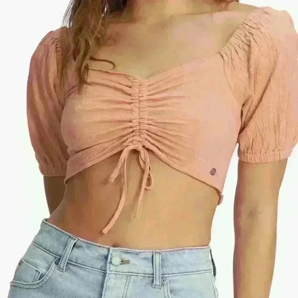 Flirty Ruched Cotton Gauze Crop Top - Picture 8 of 8